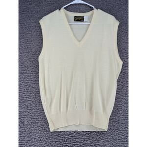 VTG 70s Sears Sportswear Cream Orlon Acrylic V-Neck Sweater Vest Men's Large USA